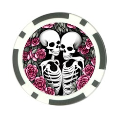 Black And White Rose Sugar Skull Poker Chip Card Guard by GardenOfOphir