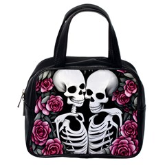 Black And White Rose Sugar Skull Classic Handbag (one Side) by GardenOfOphir