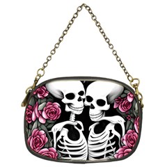 Black And White Rose Sugar Skull Chain Purse (two Sides) by GardenOfOphir