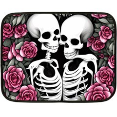 Black And White Rose Sugar Skull One Side Fleece Blanket (mini) by GardenOfOphir