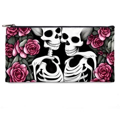 Black And White Rose Sugar Skull Pencil Case by GardenOfOphir