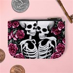 black and white rose sugar skull Mini Coin Purse Back