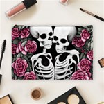 black and white rose sugar skull Cosmetic Bag (Large) Front