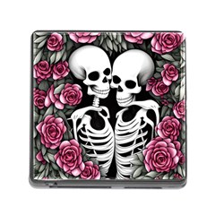 Black And White Rose Sugar Skull Memory Card Reader (square 5 Slot) by GardenOfOphir