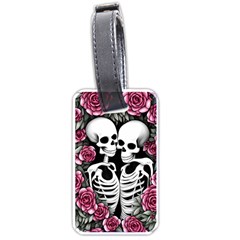 Black And White Rose Sugar Skull Luggage Tag (one Side) by GardenOfOphir