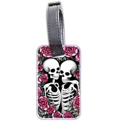 Black And White Rose Sugar Skull Luggage Tag (two Sides) by GardenOfOphir