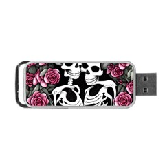 Black And White Rose Sugar Skull Portable Usb Flash (one Side) by GardenOfOphir