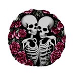 black and white rose sugar skull Standard 15  Premium Flano Round Cushions Front