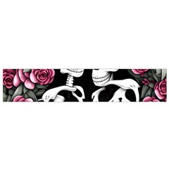 Black And White Rose Sugar Skull Small Premium Plush Fleece Scarf by GardenOfOphir