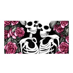 Black And White Rose Sugar Skull Satin Wrap 35  X 70  by GardenOfOphir