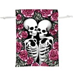 black and white rose sugar skull Lightweight Drawstring Pouch (XL) Back