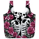 black and white rose sugar skull Full Print Recycle Bag (XXL) Front