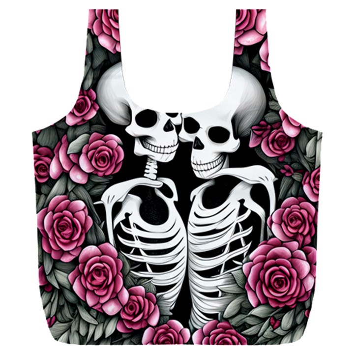 black and white rose sugar skull Full Print Recycle Bag (XXL)