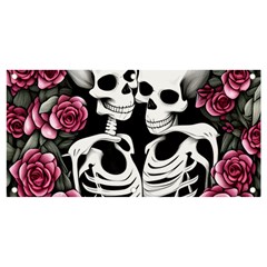 Black And White Rose Sugar Skull Banner And Sign 4  X 2  by GardenOfOphir