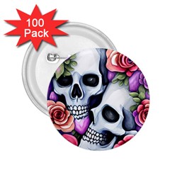 Floral Skeletons 2 25  Buttons (100 Pack)  by GardenOfOphir