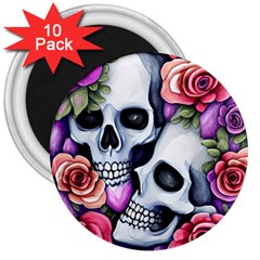 Floral Skeletons 3  Magnets (10 Pack)  by GardenOfOphir