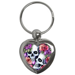 Floral Skeletons Key Chain (heart) by GardenOfOphir