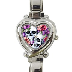 Floral Skeletons Heart Italian Charm Watch by GardenOfOphir