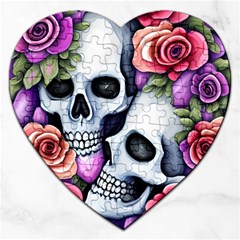 Floral Skeletons Jigsaw Puzzle (heart) by GardenOfOphir