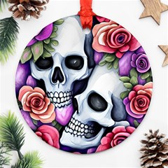 Floral Skeletons Round Ornament (two Sides) by GardenOfOphir