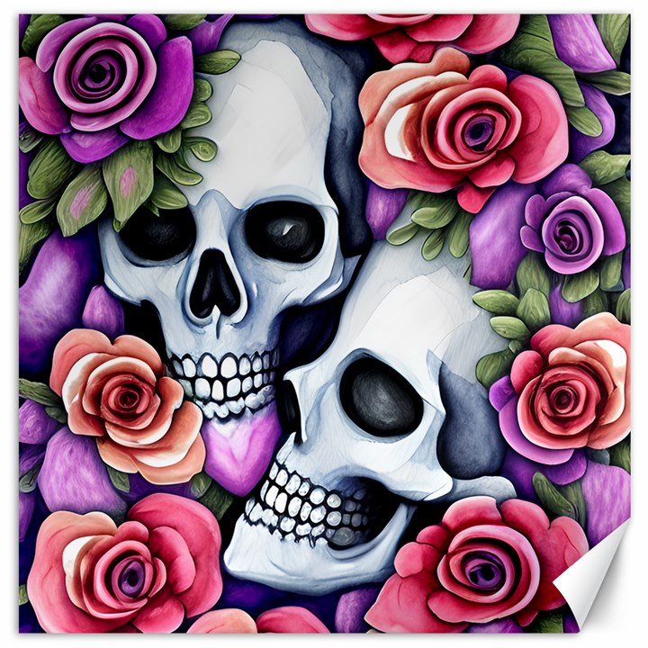 Floral Skeletons Canvas 12  x 12 