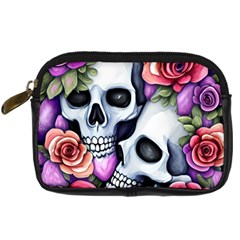 Floral Skeletons Digital Camera Leather Case by GardenOfOphir