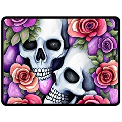 Floral Skeletons One Side Fleece Blanket (large) by GardenOfOphir