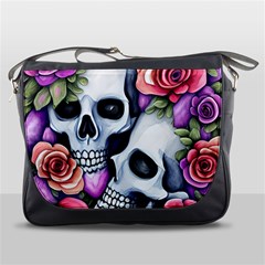 Floral Skeletons Messenger Bag by GardenOfOphir