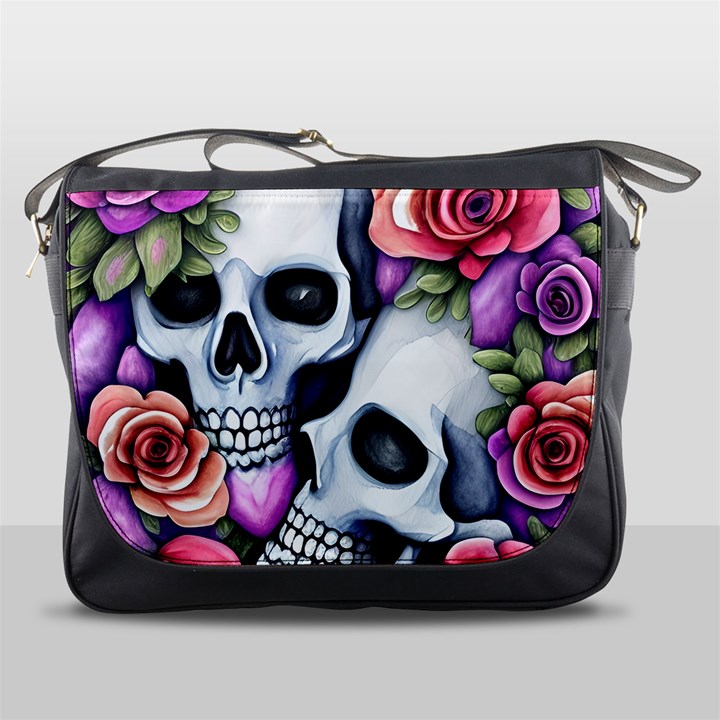 Floral Skeletons Messenger Bag