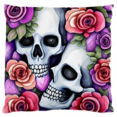 Floral Skeletons Large Cushion Case (one Side) by GardenOfOphir