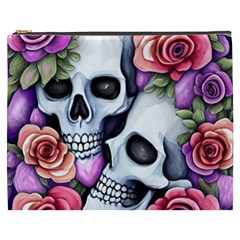 Floral Skeletons Cosmetic Bag (xxxl) by GardenOfOphir