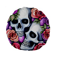 Floral Skeletons Standard 15  Premium Round Cushions by GardenOfOphir