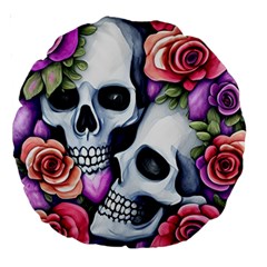 Floral Skeletons Large 18  Premium Round Cushions by GardenOfOphir