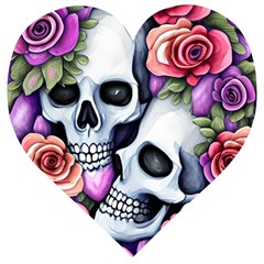 Floral Skeletons Wooden Puzzle Heart by GardenOfOphir