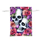 Floral Skeletons Lightweight Drawstring Pouch (L) Front