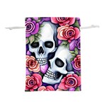 Floral Skeletons Lightweight Drawstring Pouch (L) Back