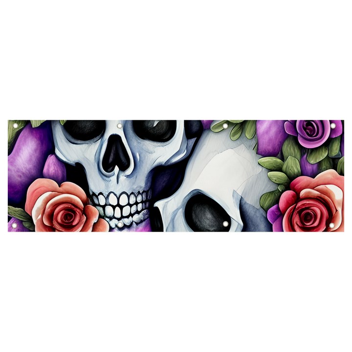 Floral Skeletons Banner and Sign 9  x 3 