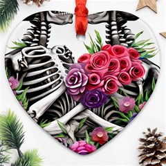 Gothic Floral Skeletons Ornament (heart) by GardenOfOphir