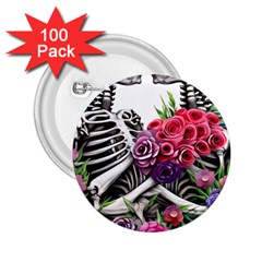 Gothic Floral Skeletons 2 25  Buttons (100 Pack)  by GardenOfOphir