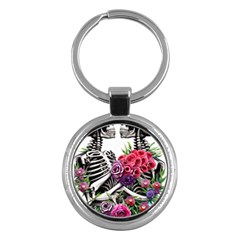 Gothic Floral Skeletons Key Chain (round) by GardenOfOphir