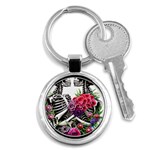 Gothic Floral Skeletons Key Chain (Round) Front