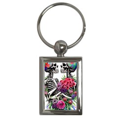 Gothic Floral Skeletons Key Chain (rectangle) by GardenOfOphir