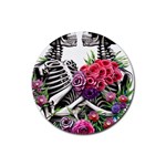 Gothic Floral Skeletons Rubber Coaster (Round) Front