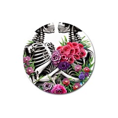 Gothic Floral Skeletons Magnet 3  (round) by GardenOfOphir