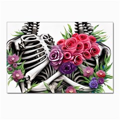 Gothic Floral Skeletons Postcards 5  X 7  (pkg Of 10) by GardenOfOphir