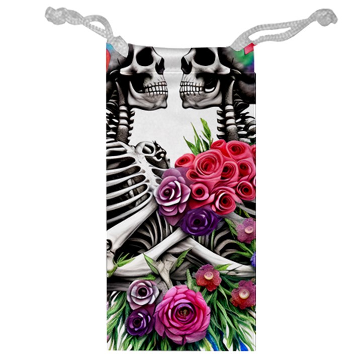 Gothic Floral Skeletons Jewelry Bag