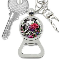 Gothic Floral Skeletons Bottle Opener Key Chain by GardenOfOphir