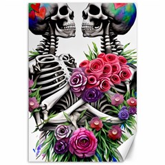 Gothic Floral Skeletons Canvas 12  X 18  by GardenOfOphir