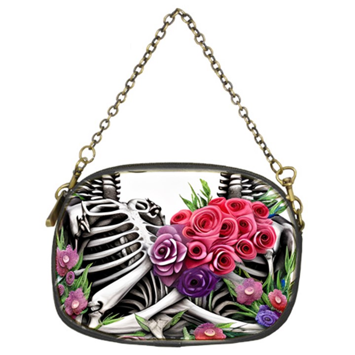 Gothic Floral Skeletons Chain Purse (Two Sides)