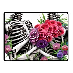 Gothic Floral Skeletons One Side Fleece Blanket (small) by GardenOfOphir